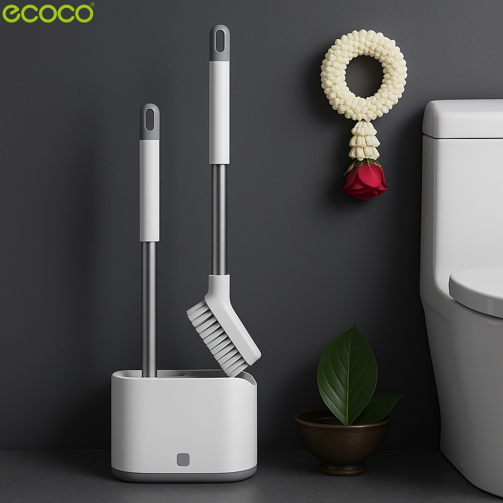 Ecoco แปรงล้างห้องน้ำ 2 หัว แปรงขัดส้วม ทำความสะอาดได้ทุกซอกมุม พร้อมฐาน ทำความสะอาดง่าย ทุกซอกทุกมุม