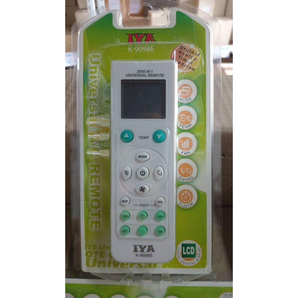 รีโมทแอร์ รวม รุ่น 1000ช่อง K-9098E ซองเขียว IYA 9098E