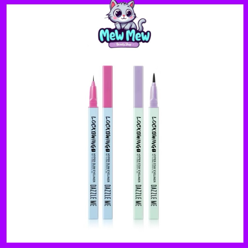 [1ชิ้น] DAZZLE ME Lock&Wing & Wing Hyper Slim - Hyper Stay Eyeliner อายไลน์เนอร์หัวเล็ก เส้นคม กันน้ำ ติดทน