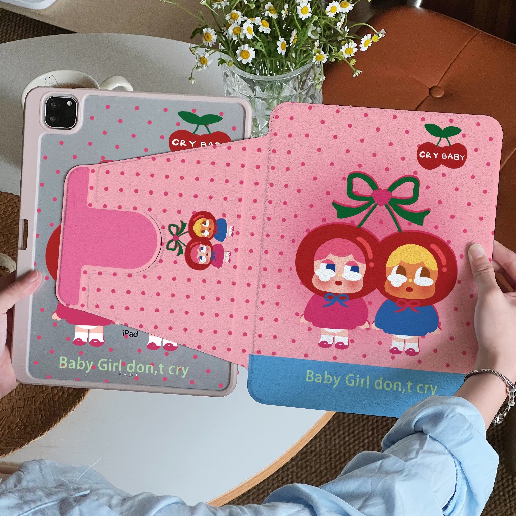 ⭐พร้อมส่ง⭐เคสแท็บเล็ต Samsung สำหรับ Tab S10FE S9 Cry Baby หมุนได้ 360°S10+ S9+มีที่ใส่ปากกา S6 Lite