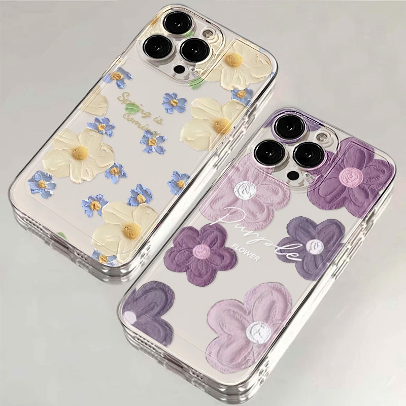 เคสไอโฟน สําหรับ for iPhone 17 11 13 15 16 14 12 Pro Max 7 8 14 15 Plus X XR XS Max SE โปร่งใส เคส เคสโทรศัพท์ ดอก Case – โปรปัง