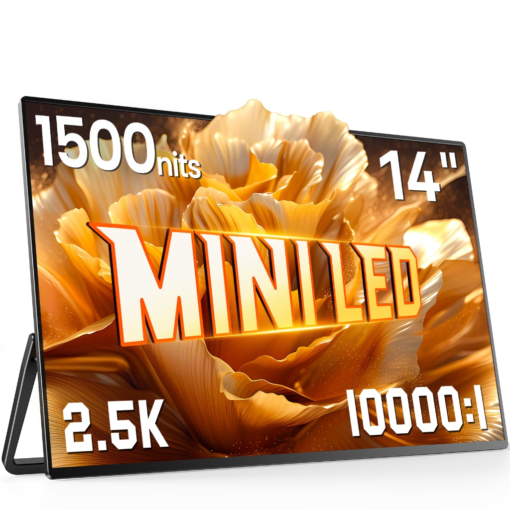 UPERFECT Mini LED Portable Monitor 14" 2.5K | 1500 Nits | 2560x1600 | 10000:1 Contrast | 1ms Freesyn