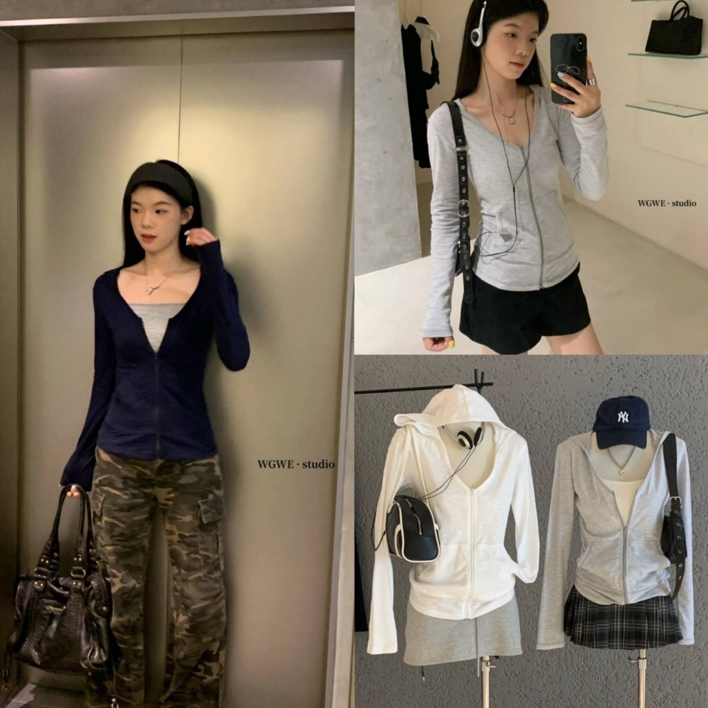 เสื้อแขนยาวมีฮู้ดรุ่น 6694 TAG WG.WE 🇰🇷