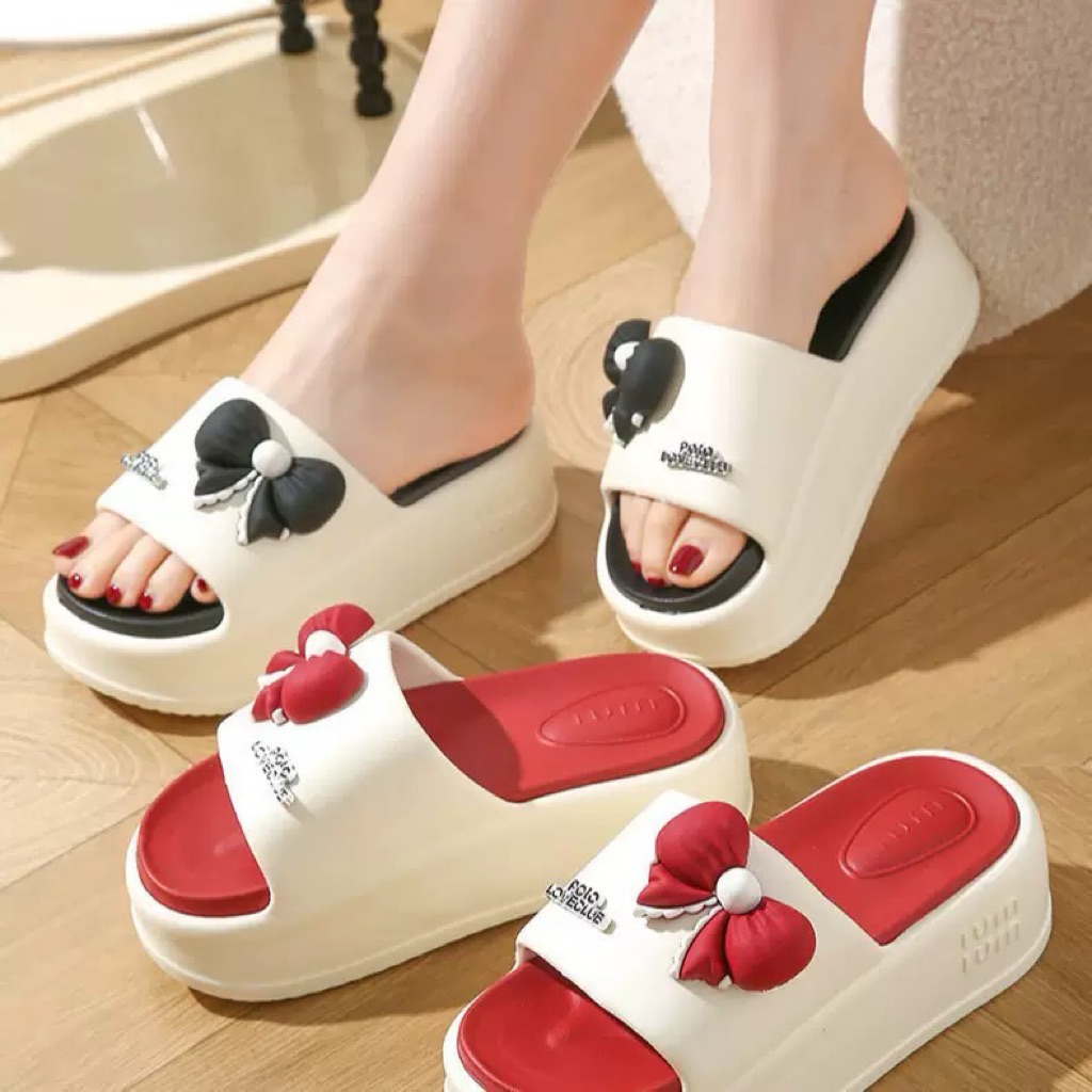 พร้อมส่ง รองเท้าแตะเสริมส้นนุ่มนิ่ม รุ่น soft ribbon มี36-40 สีดำ /น้ำตาล