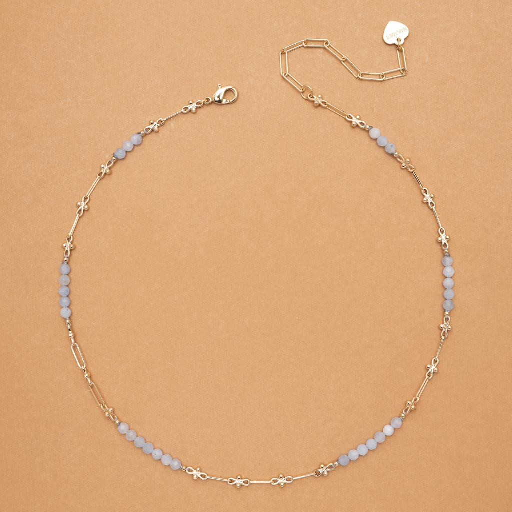 MOMMYS & ME AQURMARINE STONE  NECKLACE-สร้อยคอหินอความารีน ไม่แถมจี้