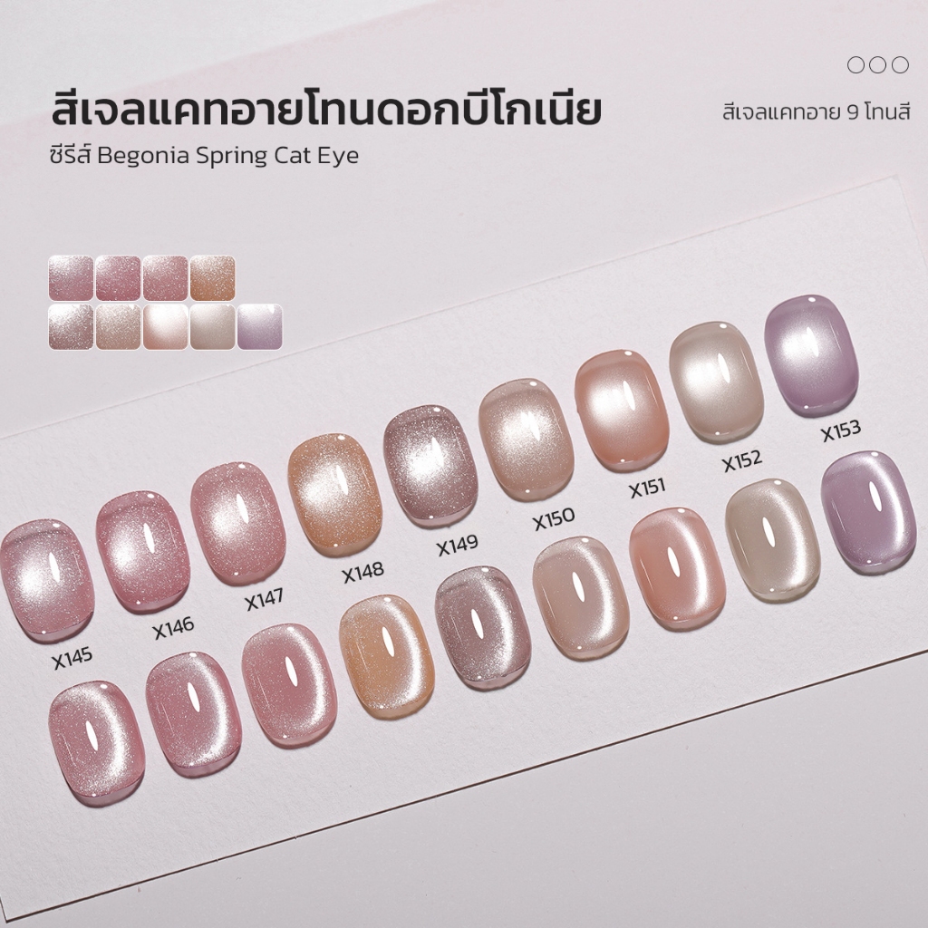 เซ็ทสีเจลแคทอาย 9 สี โทนดอกบิโกเบีย (แบบแยกขวด) สีสวยชัด ปริมาณ 15ml.