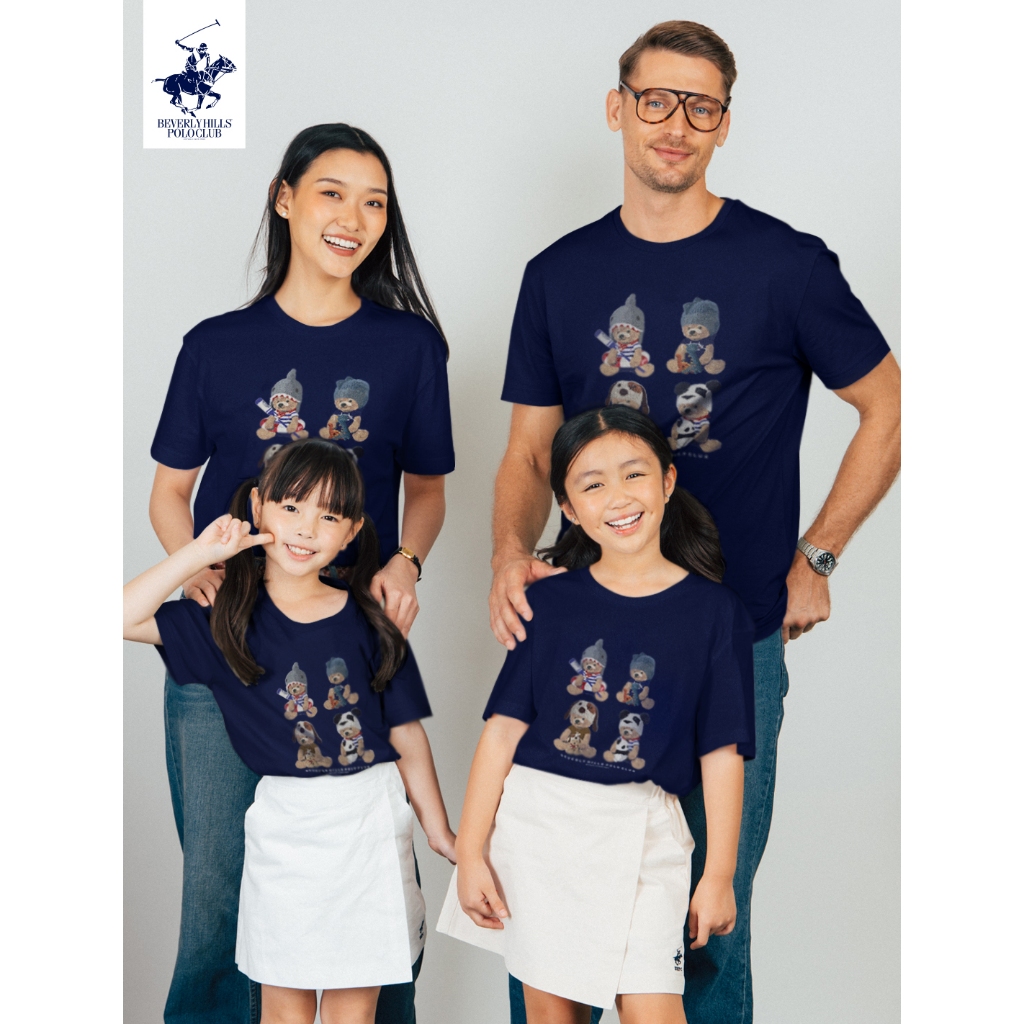 BEVERLY HILLS POLO CLUB  เสื้อยืดคอกลม เด็กและผู้ใหญ่ ลาย ก๊วนหมีสี่ซ่า รุ่น BNSG108 และ KNSG108