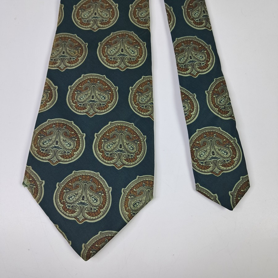 เนคไทมือสอง Jim Thompson Men's Silk Tie Green Novelty Made in Thailand