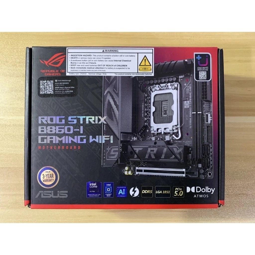 [มือ2] ASUS ROG STRIX B860-I GAMING WIFI ITX LGA 1851 B860i ประกันศูนย์ Advive+Ascenti ถึง 14/01/202