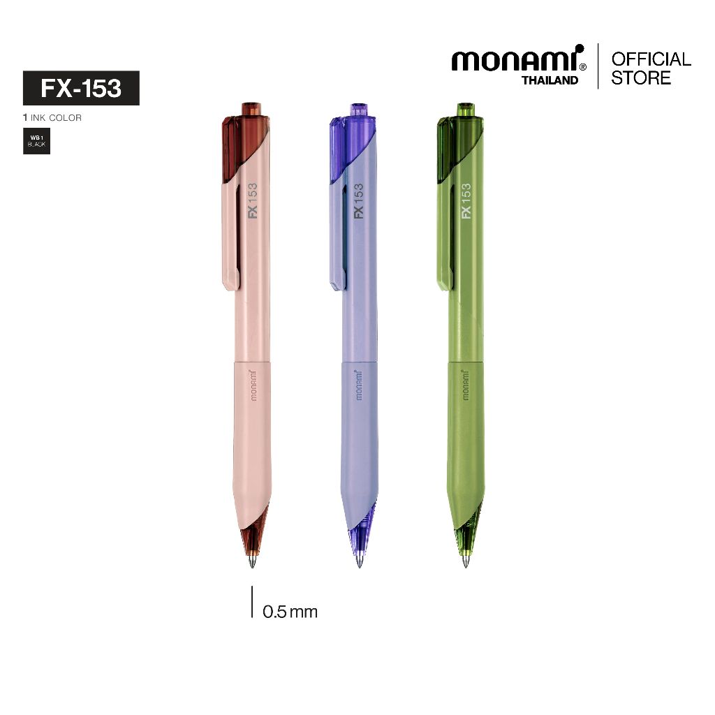 Monami ปากกาลูกลื่น FX 153 หมึกดำ ขนาดเส้น 0.5 มม.