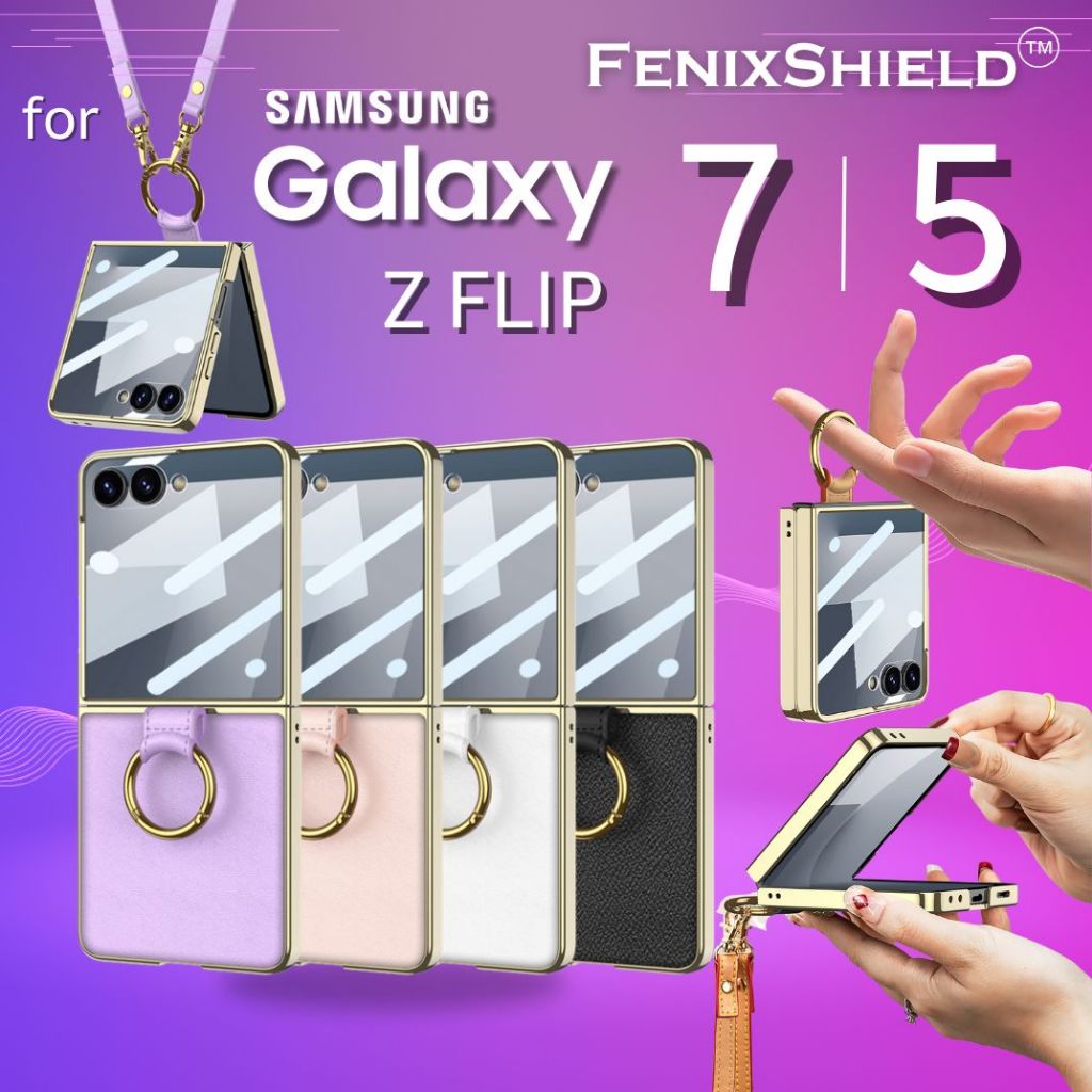 (ส่งทันที) เคส พร้อมฟิล์มกระจก และสายคล้องคอ FenixShield [ FNS012 ] สำหรับ Galaxy Z Flip7 / Flip5