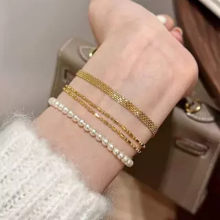 สร้อยข้อมือมุก สไตล์เกาหลี แฟชั่น ดอกคามิลเลีย สร้อยข้อมือ คาเอะหลากสไตล์ ส่งไวจากไทย