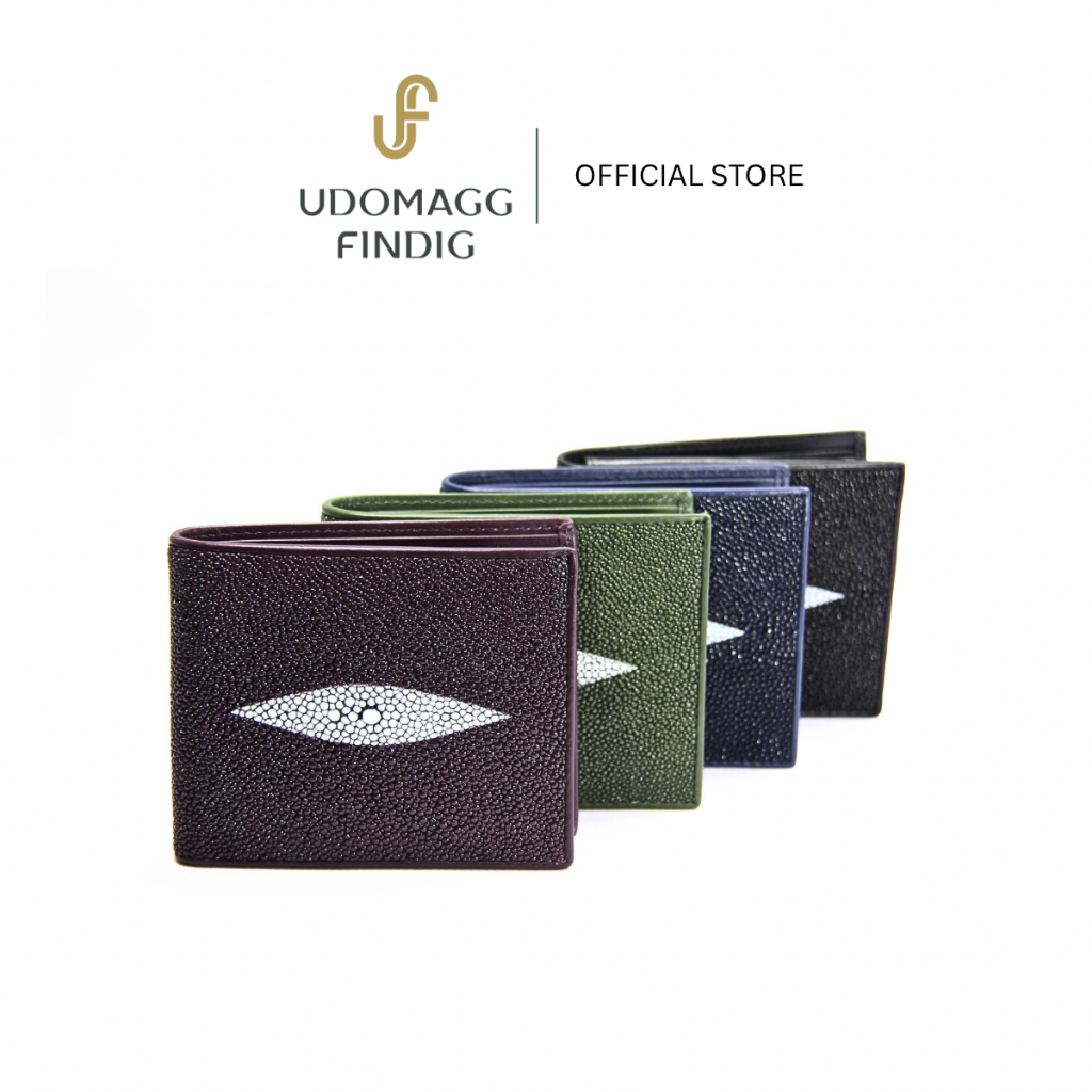 Udomagg&Findig อุดมเอก ฟินดิจ กระเป๋าสตางค์หนังแท้ปลากระเบน ใบสั้นผู้ชาย แบบพับ  รหัสAF076