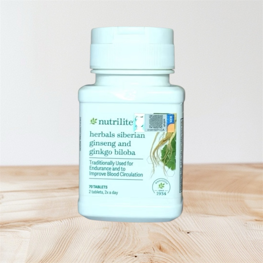 นิวทริไลท์เครื่องหมายการค้า ไซบีเรีย จิงเซง แอนด์ กิงโก บิโลบา บรรจุ 70เม็ด Nutrilite Siberian Ginse