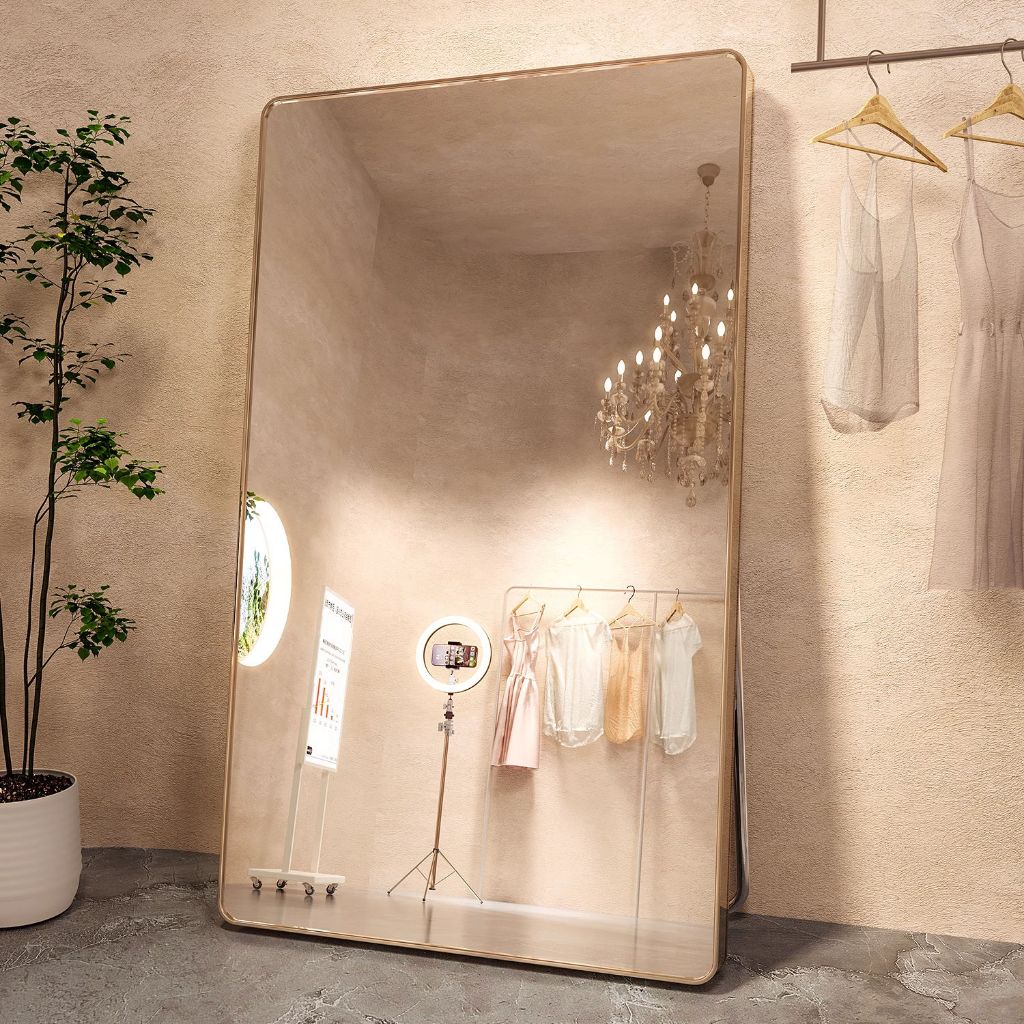 【รถผู้ขาย ส่งฟรี】MOK กระจกเต็มตัว ขนาด 170-185CM ช่วยให้ดูสูงและผอม พร้อมขาตั้งและสามารถแขวนผนัง