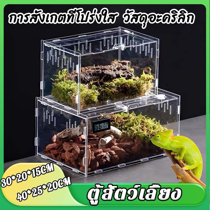 กรงอะคริลิกเลี้ยงสัตว์ ความโปร่งใสในระดับสูง ช่องระบายอากาศหลายช่อง ฝาล็อคแน่น