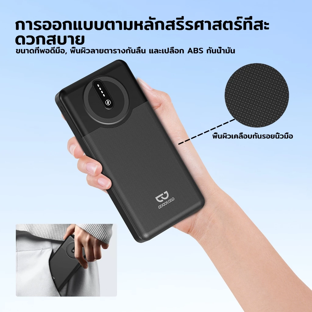 GOOJODOQ 10000/20000mah Powerbank แบตสํารอง อินเทอร์เฟซเอาท์พุต 4 ช่องพร้อม 2 เส้น พาวเวอร์แบงค์พกพา thumbnail 7