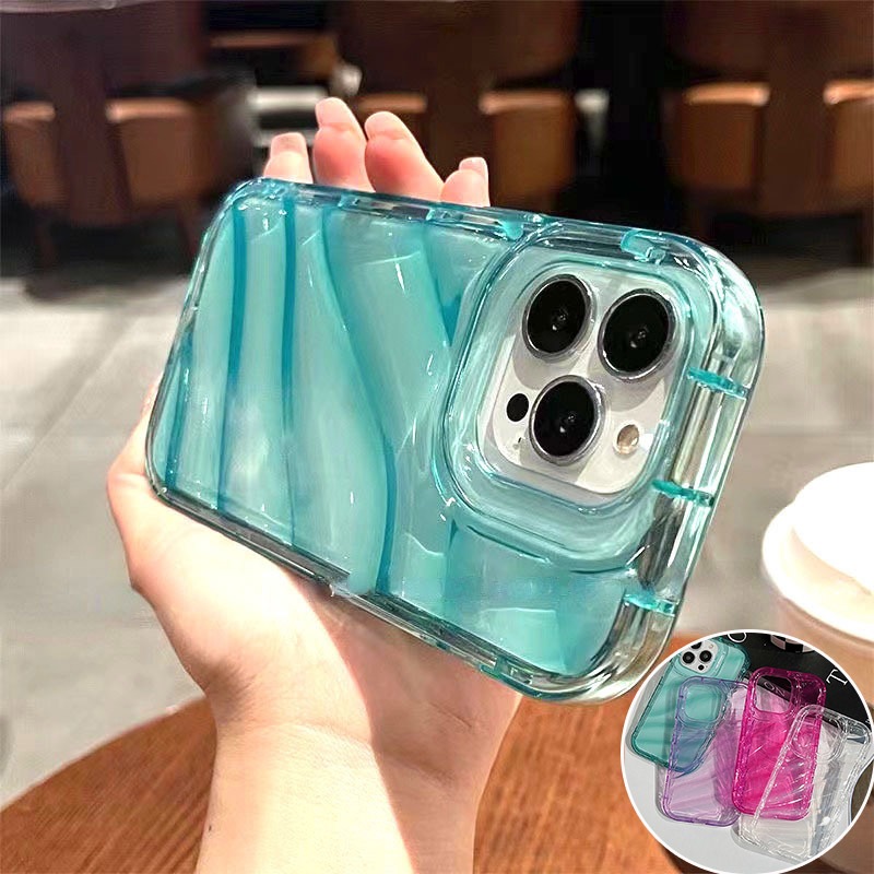 เคสใสเขียว TPU สำหรับไอโฟน11 13 15 16 14 Pro Max 6 7 8 Plus 13 Pro Max 15 Pro Max 16 Proเคสกันกระแทก