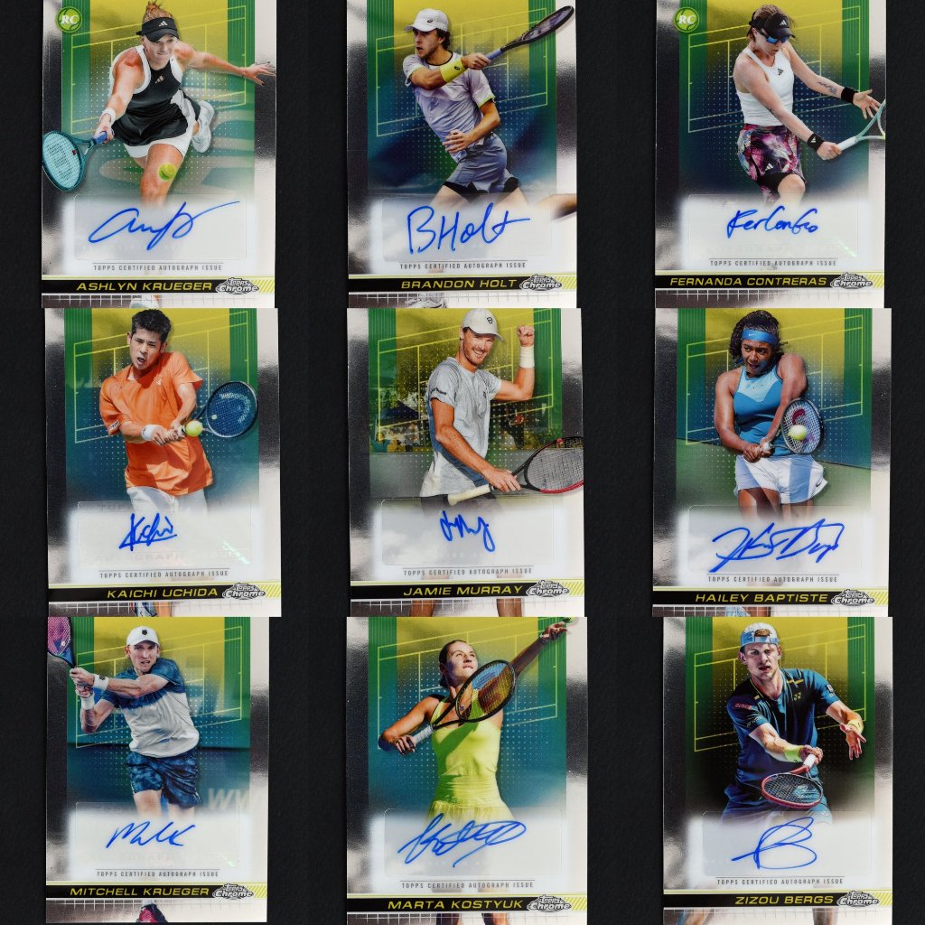การ์ดเทนนิส ลายเซ็นแท้รวมนักกีฬา Topps Chrome Tennis Autograph Cards