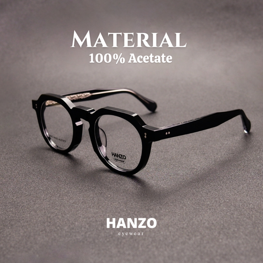 แว่นวินเทจ 100% ACETATE แว่นอะซิเตทคุณภาพสูง hand made acetate (มีบริการตัดเลนส์สายตา) รุ่น 504-2