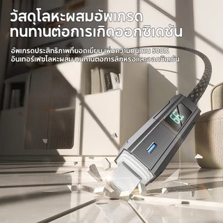 MeeGoo สายชาร์จ USB C 4 in 1 พร้อมจอแสดงผลวัตต์ สายชาร์จแบบแบนถักไนลอน 65W พร้อมซิงค์ข้อมูล สายชาร์จ USB /Type C/ L