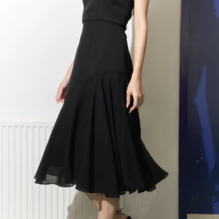 Miss office กระโปรงยาวตัดต่อหน้าหลังชีฟอง (Amaryl Skirt : MS-050)