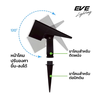 โคมไฟปักดิน โซล่าเซลล์ ติดผนัง ตั้งพื้น LED ขนาด 15 วัตต์ รุ่นสลับสี RGB และ แสงวอร์มไวท์ 3000K