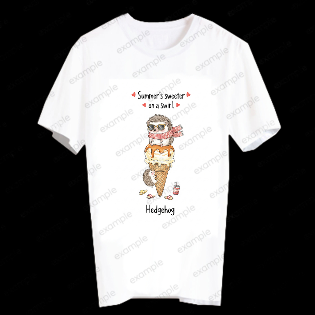 เสื้อยืดแขนสั้น สกรีนลายน่ารัก Exotic pet สัตว์เลี้ยงแปลก T-Shirt Unisex SUMOW116 Hedgehog เม่นแคระ