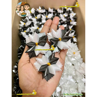 พร้อมส่ง🔥🔥 ริบบิ้นโปรยทานงานขาวดำ ดอกพิกุล