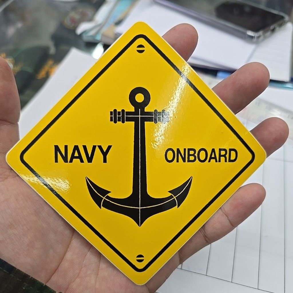 สติ๊กเกอร์ NAVY ONBOARD ขนาดเส้นผ่าศูนย์กลาง 12 ซม.