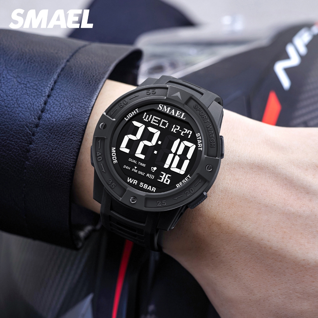 SMAEL 8126 นาฬิกาสำหรับผู้ชาย อเนกประสงค์ ใช้ได้ทั้งกลางแจ้งและในร่ม ระบบเตือนภัย จับเวลา เรืองแสงในที่มืด ทนน้ำและกันกร