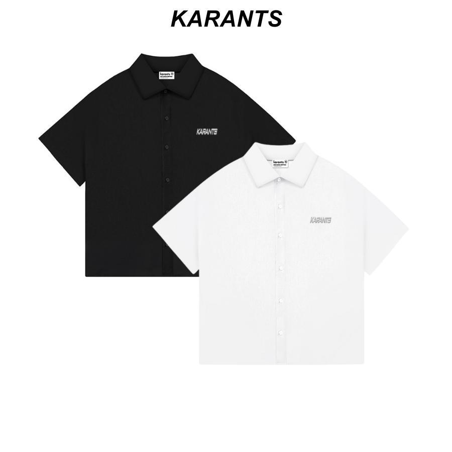 Karants เสื้อเชิ้ตสีพื้นโลโก้โลหะ ทรง Boxy ผ้า Cotton เย็น เกรดพรีเมียม สำหรับผู้ชายและผู้หญิง - KR2