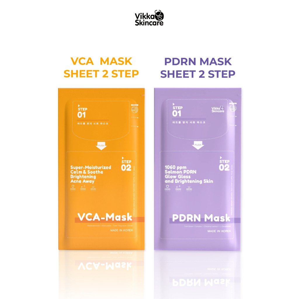 มาส์กชีส นำเข้าจากเกาหลี  VIKKASKINCARE VCA MASK SHEET 2 STEP + PDRN MASK SHEET 2 STEP มาส์กผิวฉ่ำ