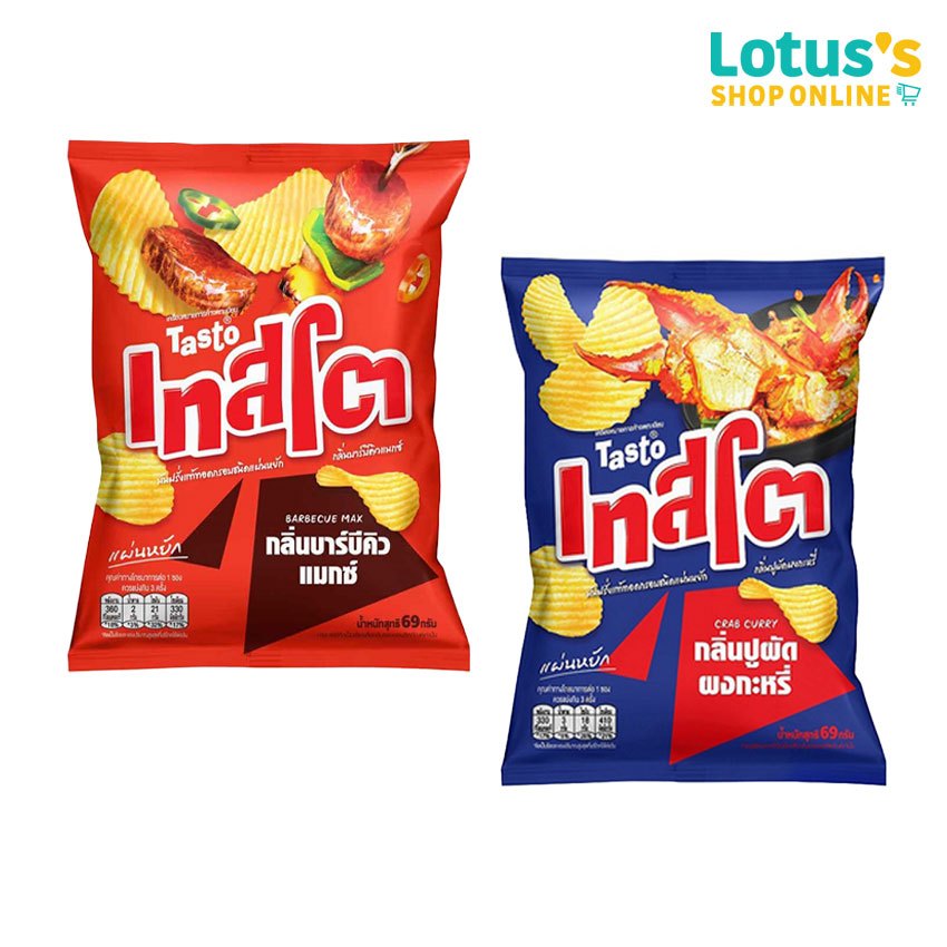 เทสโต มันฝรั่งทอดกรอบ แผ่นหยัก ขนาด 69 กรัม TASTO CHIP RIDGED CUT 69 G.