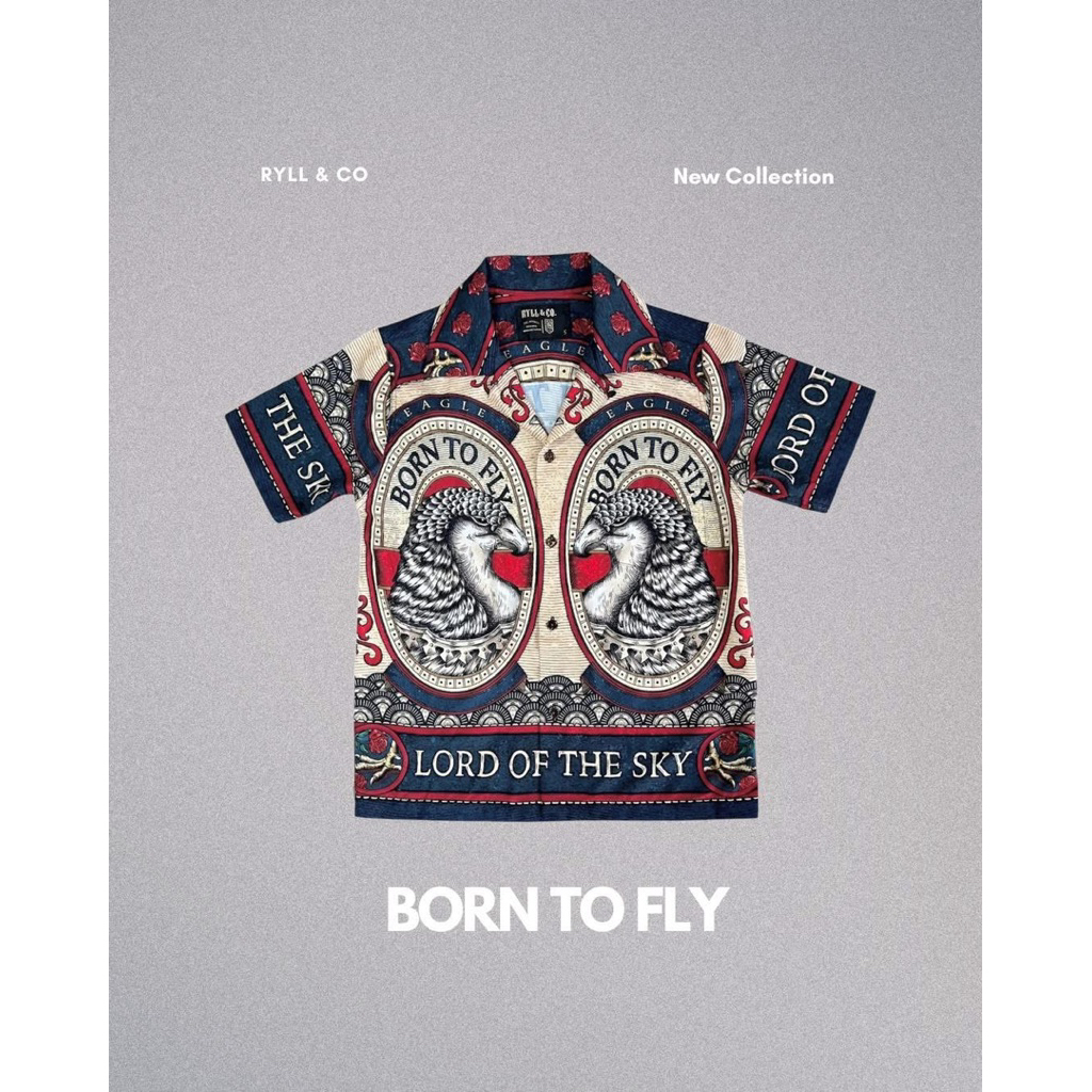 Born to fly เสื้อฮาวาย Ryll&co ลายอินทรี