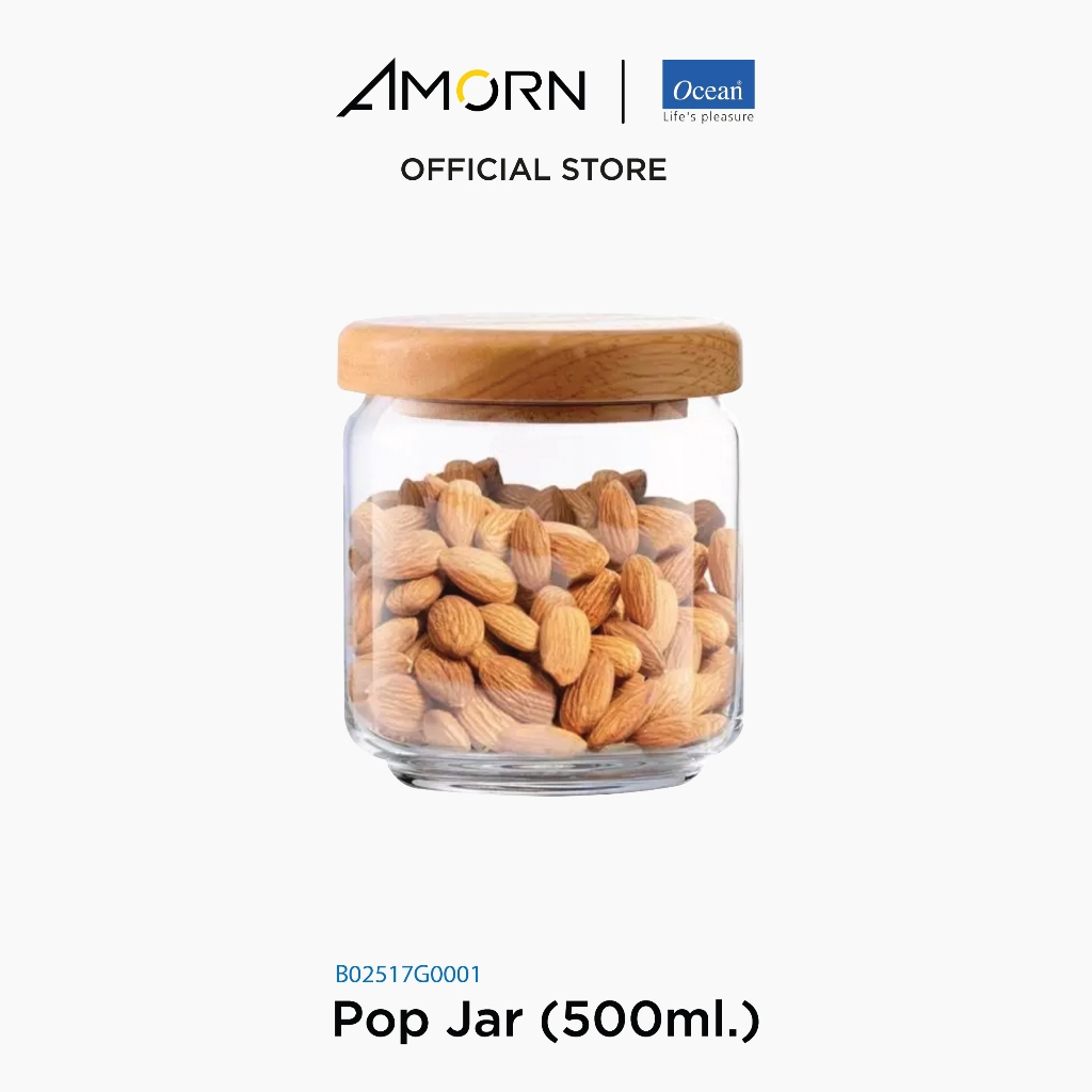 AMORN - (Ocean) B02517G0001 Pop Jar (500ml.) - ขวดโหลป๊อปจา ขวดโหลป๊อปจาวูเด้น  ขวดโอเชี่ยนกลาส ใส่อาหาร ใส่ขนม