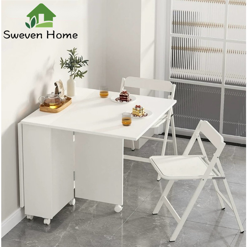 Sweven Home โต๊ะกินข้าว โต๊ะพับ โต๊ะสนาม โต๊ะอาหาร 100/120cm โต๊ะทานอาหารพับได้ แข็งแรงทนทาน ประกอบง่าย