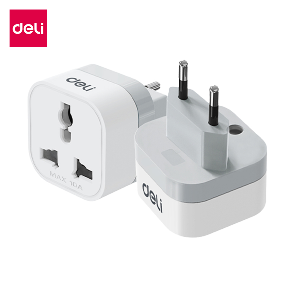 Deli ปลั๊กแปลง ปลั๊ก  ปลั๊กไฟแปลง  ปลั๊กแปลงขา ปลั๊กเดินทาง หัวปลั๊กEU  Adapter Travel Adapter