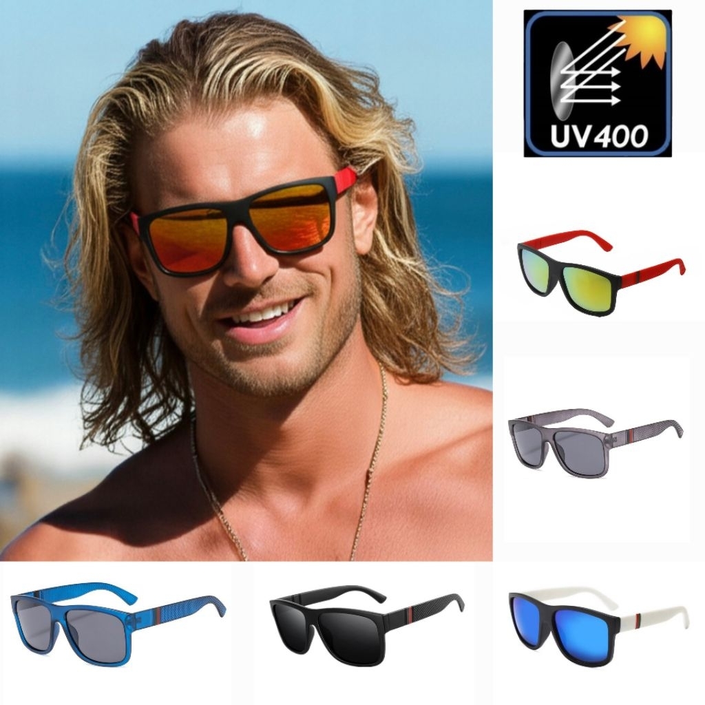 แว่นกันแดดทรงสปอร์ต แว่นกันแดด UV400แท้ | รุ่น Maverick | เลนส์ปรอท Mirror ทรงสี่เหลี่ยม เท่บาดใจแบบมีสไตล์
