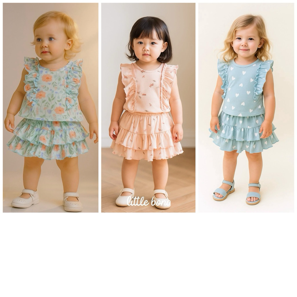 💥ใหม่ล่าสุด💥 #148 ชุดเด็กหญิงน่ารัก ชุดเซ็ทเด็กหญิง ชุดขาสั้น แขนสั้น กระโปรงกางเกง 12เดือน-5ขวบ