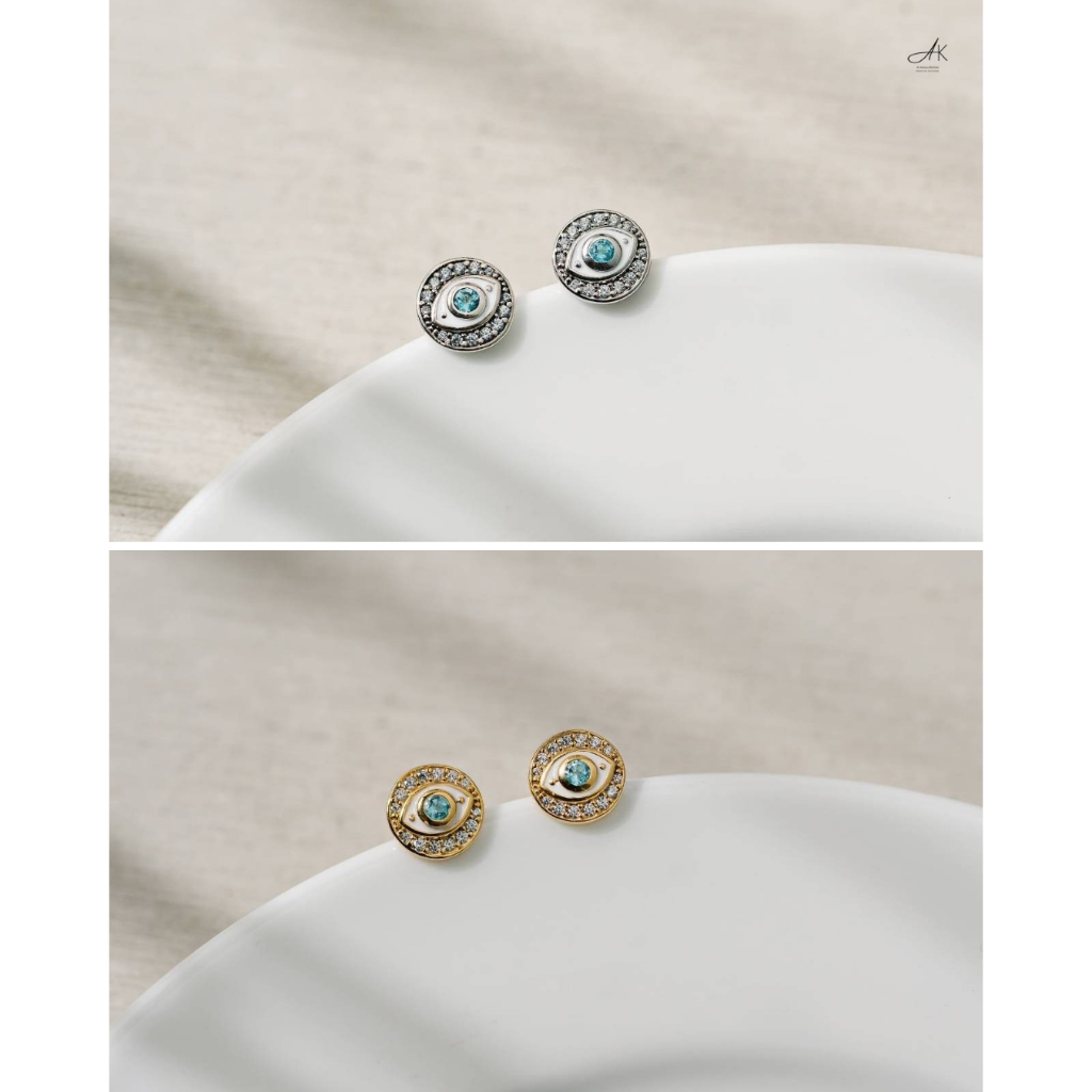 Ar-Kang Collection AKE2442/AKN784 รวมเครื่องประดับเงินแท้ สายมู ดวงตาสวรรค์ Evil Eye ประดับพลอยแท้ Swiss Blue Topaz ล้อม ราคา ถูกที่สุด ดีลบีเคเค แกลเลอรีภาพที่ 4