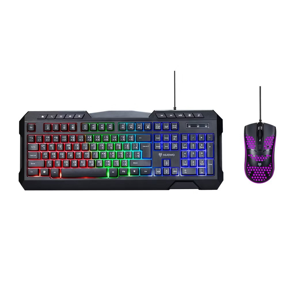 NUBWO NKM-634 KEYBOARD & MOUSE COMBO SET USB ชุดคีย์บอร์ด+เมาส์ ปรับโหมดไฟได้ เเป้นพิมพ์ RUBBER DOME