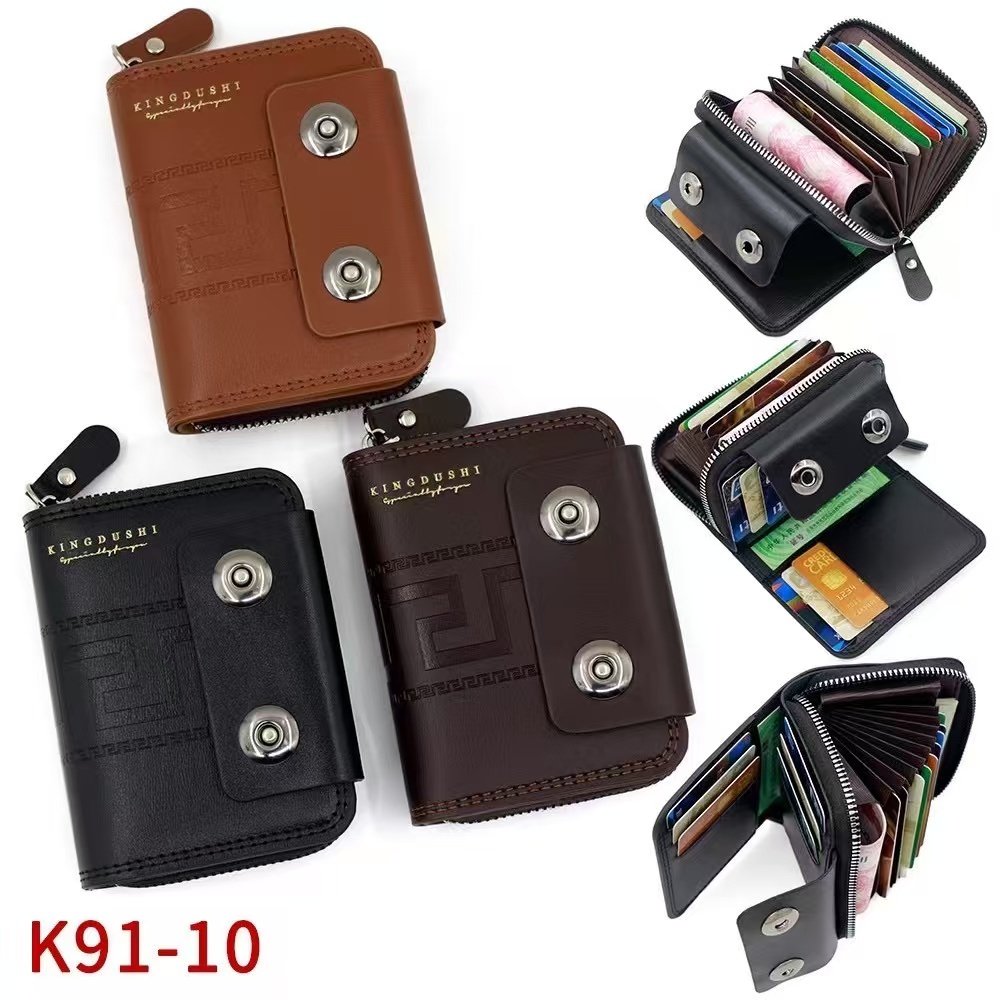 K91-10#กระเป๋าสตางค์ผู้ชาย กระเป๋าใส่บัตร หนังPU ขนาดเล็ก มีช่องใส่บัตรทั้งหมด15ช่อง+ช่องใส่แบงค์แบบพับ2ช่อง