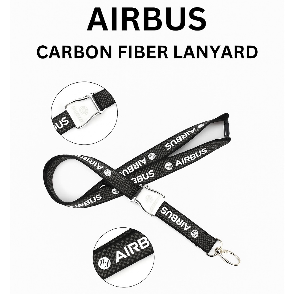 Airbus Carbon lanyard Buckle style สายคล้องคอ คล้องบัตรพนักงาน แบบหัวเข้มขัด