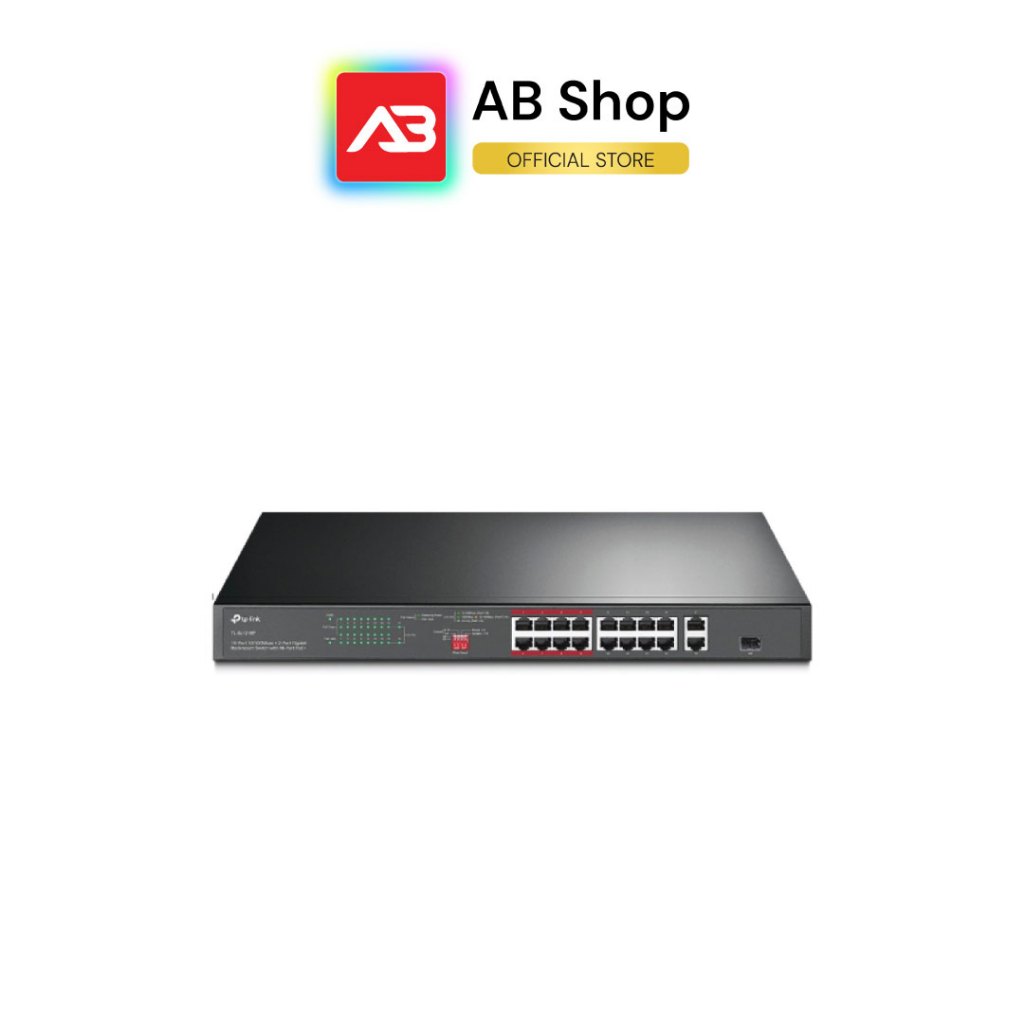 TP-Link 16-Port 10/100 Mbps + 2-Port Gigabit Rackmount Switch with 16-Port PoE+ Switch รุ่น TL-SL121