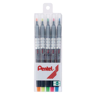 Pentel S512 ปากกาไฮไลท์ แบบหัวตัด แบบ บรรจุ 3 ด้าม และ บรรจุ 5 ด้าม ขนาดเส้น 1.0 มม - 3.5 มม