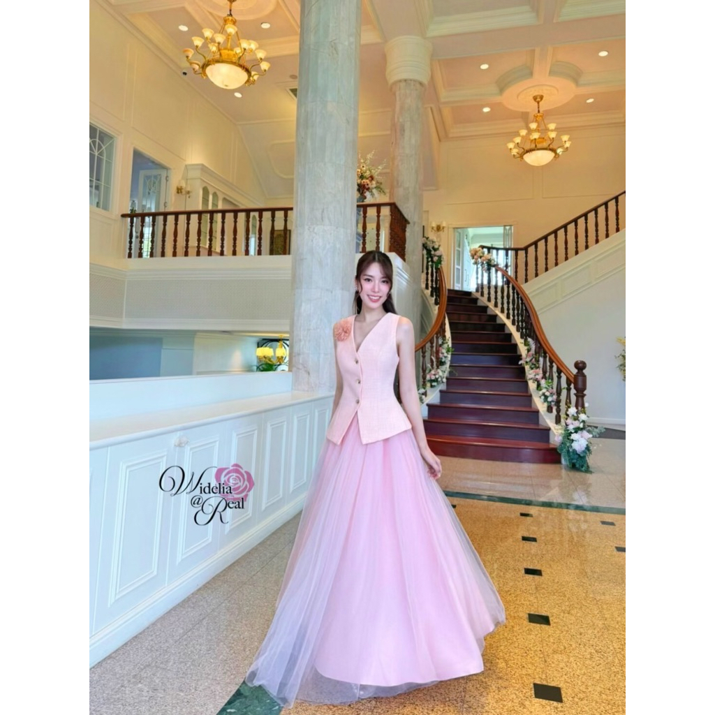 🌟Set เสื้อแขนกุดกับกระโปรงยาว (widelia@real)🌟