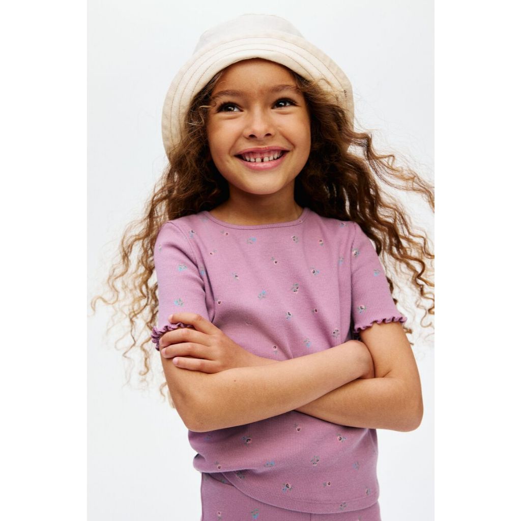 H&M(เอชแอนด์เอ็ม) เสื้อท็อปผ้าคอตตอนลายริบ เด็กผู้หญิง 1295496_1