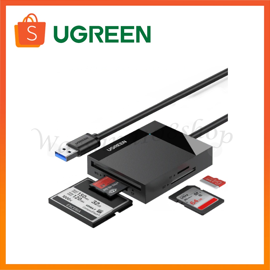UGREEN รุ่น 30229 Hub USB 3.0 Card Reader Super Speed TF/SD/MS/CF สายยาว 50cm