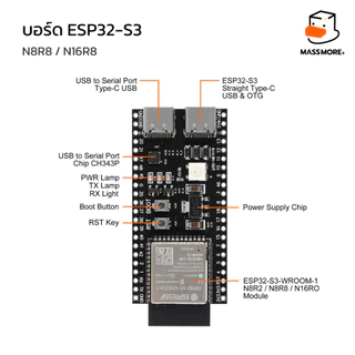 บอร์ดพัฒนา ESP32-S3 ESP32-C6 DevKitC ESP32S3 ESP32C6 Arduino WiFi Bluetooth5 AI Espressif